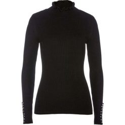 Sweter ze stójką bonprix czarny. Czarne swetry damskie bonprix, bez wzorów, bez rękawów, bez kaptura. Za 99,99 zł.
