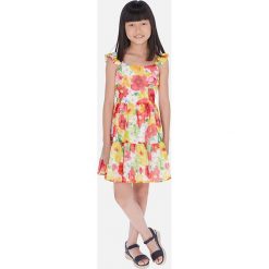 Mayoral - Sukienka dziecięca 128-167 cm. Różowe sukienki dziewczęce Mayoral, w kwiaty, z bawełny, bez rękawów, mini, rozkloszowane. Za 175,90 zł.