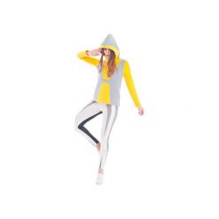 Hydra Hoodie (Yellow). Żółte bluzy damskie OKUAKU, xl, w geometryczne wzory, z bawełny. Za 195,30 zł.