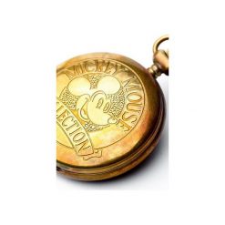 MICKEY MOUSE zegarek kieszonkowy, dewizka. Pomarańczowe zegarki męskie marki Drobiny czasu, z brązu. Za 303,00 zł.