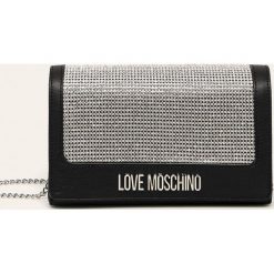 Love Moschino - Torebka. Czarne listonoszki damskie Love Moschino, w paski, ze skóry ekologicznej, na ramię, bez dodatków. W wyprzedaży za 499,90 zł.