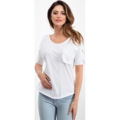 Biała bluzka - srebrne kółka 21587. Białe bluzki damskie Fasardi, m. Za 34,00 zł.