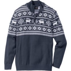 Golfy męskie: Sweter ze stójką Regular Fit bonprix ciemnoniebieski