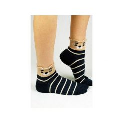 Skarpetki z misiem (w paseczki). Niebieskie skarpetki damskie marki Candysox.pl. Za 30,00 zł.