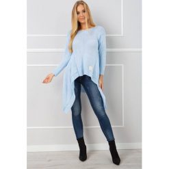 Sweterek ROGI baby blue. Niebieskie bluzy damskie Divino style, bez wzorów, z wełny, bez rękawów, bez kaptura. W wyprzedaży za 89,00 zł.