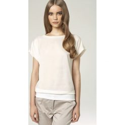 Bluzka ze ściągaczem - ecru. Czarne bluzki damskie NIFE, xl, bez wzorów, z poliesteru, bez kołnierzyka, bez rękawów. Za 139,00 zł.