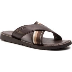 Klapki TOMMY HILFIGER - Criss Cross Leather Sandal FM0FM02120 Coffee Bean 212. Pomarańczowe klapki męskie TOMMY HILFIGER, bez wzorów, ze skóry. W wyprzedaży za 189,00 zł.