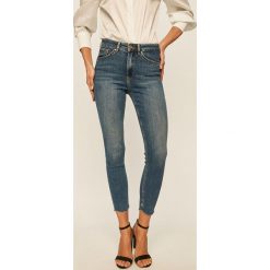 Scotch & Soda - Jeansy Haut. Niebieskie jeansy damskie Scotch & Soda, z aplikacjami, z elastanu, z podwyższonym stanem. W wyprzedaży za 399,90 zł.