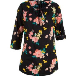 Tunika w kwiaty bonprix czarny z nadrukiem. Czarne tuniki damskie bonprix, z nadrukiem. Za 37,99 zł.