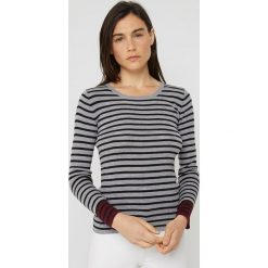 Sweter w kolorze szarym. Szare swetry damskie Rodier, w paski, z wełny, klasyczne, bez rękawów, bez kaptura. W wyprzedaży za 174,95 zł.