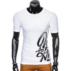 T-shirty męskie: T-SHIRT MĘSKI Z NADRUKIEM S992 - BIAŁY