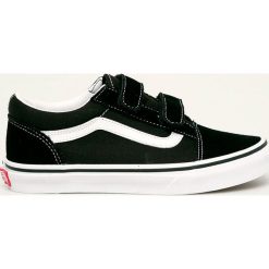 Vans - Tenisówki dziecięce. Czarne trampki chłopięce Vans, bez wzorów, ze skóry, z okrągłym noskiem, bez zapięcia. Za 239,90 zł.