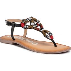 Sandały GIOSEPPO - Hyptop 58574 Black. Czarne klapki damskie Gioseppo, z aplikacjami, ze skóry, bez obcasa, na obcasie. W wyprzedaży za 159,00 zł.