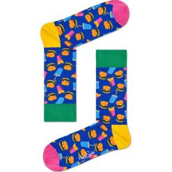 Happy Socks - Skarpetki Hamburger. Niebieskie skarpetki damskie marki Happy Socks, z elastanu. Za 39,90 zł.