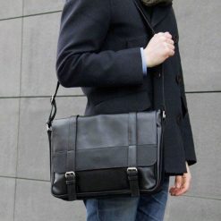 Listonoszka męska Solier S30 czarna - Czarny. Czarne listonoszki męskie Solier, w paski, z jeansu, eleganckie. Za 149,99 zł.