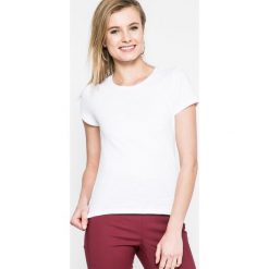 Calvin Klein Jeans - Top. Różowe bluzki damskie marki Calvin Klein Jeans, s, bez wzorów, z bawełny, casualowe, z okrągłym kołnierzem, z krótkim rękawem. W wyprzedaży za 99,90 zł.