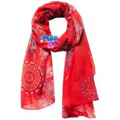 Chusty damskie: Desigual Chusta Damska Czerwony Mandala