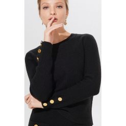 Sweter o ryżowym splocie - Czarny. Czarne swetry damskie Mohito, s, bez wzorów, ze splotem, bez rękawów, bez kaptura. Za 99,99 zł.