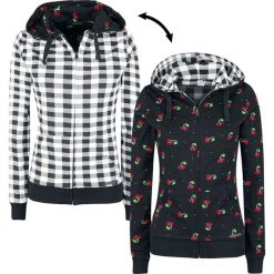 Pussy Deluxe Vichy & Cherries Bluza z kapturem rozpinana damska czarny/biały. Białe bluzy rozpinane damskie Pussy Deluxe, xxl, z kapturem. Za 199,90 zł.
