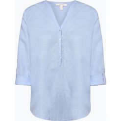 Esprit Casual - Bluzka damska z dodatkiem lnu, niebieski. Niebieskie bluzki damskie Esprit Casual, bez wzorów, z bawełny, eleganckie, bez kołnierzyka, bez rękawów. Za 169,95 zł.