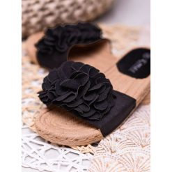 CZARNE KLAPKI ESPADRYLE. Czarne espadryle damskie SHELOVET, bez wzorów, bez obcasa. Za 40,90 zł.