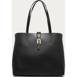 Furla - Torebka skórzana Sofia L. Czarne torby damskie na zakupy Furla, w paski, z poliesteru, na ramię, duże, bez dodatków. Za 1399,00 zł.