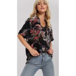 Czarna Koszula Unbelievable Style. Czarne koszule damskie Renee, xl, z aplikacjami, z bawełny, eleganckie, bez kołnierzyka, z krótkim rękawem. Za 49,99 zł.