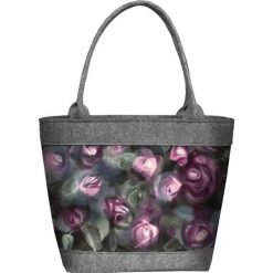 Torebka "Polo" w kolorze szarym ze wzorem - (S)28 x (W)28 x (G)10 cm. Szare torebki klasyczne damskie Bertoni, z materiału. W wyprzedaży za 59,95 zł.