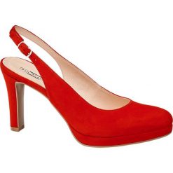 Czółenka damskie 5th Avenue czerwone. Czerwone czółenka damskie 5th Avenue, bez wzorów, ze skóry, bez obcasa, na obcasie. Za 179,90 zł.
