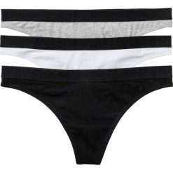 Stringi (3 pary) bonprix czarny + biały + jasnoszary melanż. Czarne majtki damskie bonprix. Za 29,97 zł.