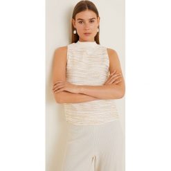 Mango - Top Chanito. Szare bluzki damskie Mango, s, bez wzorów, z bawełny, ze stójką. W wyprzedaży za 39,90 zł.