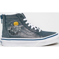 Vans - Trampki dziecięce x Harry Potter. Niebieskie trampki chłopięce Vans, bez wzorów, ze skóry, z okrągłym noskiem, na sznurówki. W wyprzedaży za 219,90 zł.