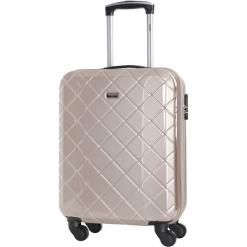 Walizka w kolorze złotym - 40 l. Żółte walizki Bagstone & Travel One, z materiału. W wyprzedaży za 199,95 zł.
