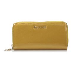 Portfele damskie: Skórzany portfel w kolorze złotym - (S)19,5 x (W)10,5 cm