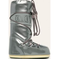 Moon Boot - Śniegowce Vinile. Żółte śniegowce damskie Moon Boot, z materiału, na sznurówki. Za 529,90 zł.