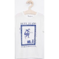 Pepe Jeans - T-shirt dziecięcy Jero 92-180 cm. Białe t-shirty chłopięce Pepe Jeans, z nadrukiem, z bawełny, bez rękawów. W wyprzedaży za 79,90 zł.
