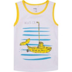 Endo - T-shirt dziecięcy 134-164 cm. Białe t-shirty chłopięce marki Endo, z nadrukiem, z bawełny, bez rękawów. W wyprzedaży za 29,90 zł.