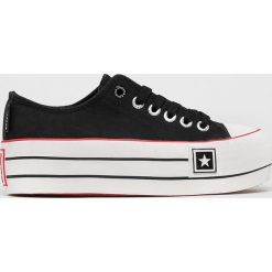 Big Star - Tenisówki. Czarne trampki i tenisówki damskie BIG STAR, bez wzorów, z gumy, na sznurówki. W wyprzedaży za 89,90 zł.