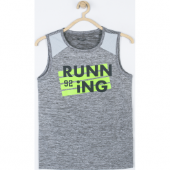 Koszulka. Szare t-shirty chłopięce ACTIVE BOY, z aplikacjami, bez rękawów. Za 49,90 zł.