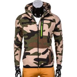 BLUZA MĘSKA ROZPINANA Z KAPTUREM B733 - ZIELONA/MORO. Zielone bluzy męskie rozpinane marki Ombre Clothing, m, moro, z bawełny, z kapturem. Za 49,00 zł.