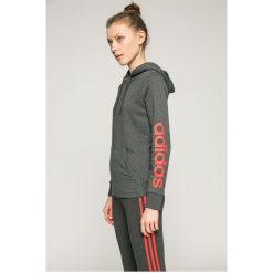 Adidas Performance - Bluza. Szare bluzy damskie z kieszeniami marki adidas Performance, s, z nadrukiem, z bawełny, z kapturem. W wyprzedaży za 179,90 zł.