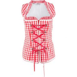 Gorset ludowy z zamkiem bonprix truskawkowy w kratę. Czerwone gorsety damskie bonprix, bez wzorów. Za 79,99 zł.