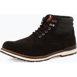 Tommy Hilfiger - Kozaki męskie ze skóry, czarny. Czarne glany męskie TOMMY HILFIGER, z materiału, na sznurówki. Za 599,95 zł.