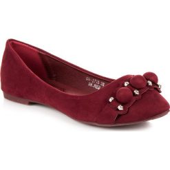 Baleriny damskie: Stylowe bordowe baleriny IDEAL SHOES czerwone