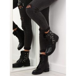 Botki workery licowe pe130p BLACK. Czarne botki damskie militarne, na sznurówki. Za 121,94 zł.