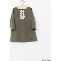 Sukienka khaki. Brązowe sukienki dziewczęce z falbanami Pakamera, z jersey, z długim rękawem, długie. Za 119,00 zł.