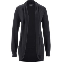 Sweter bez zapięcia, długi rękaw bonprix czarny. Czarne swetry damskie bonprix, bez wzorów, z długim rękawem, długie, bez kaptura. Za 74,99 zł.