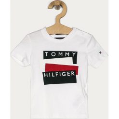 Tommy Hilfiger - T-shirt dziecięcy 74-176 cm. Białe t-shirty chłopięce TOMMY HILFIGER, z nadrukiem, z bawełny, bez rękawów. Za 119,90 zł.