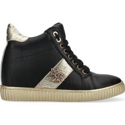 Sneakersy czarno złote z muchą. Czarne sneakersy damskie Arturo Vicci, ze skóry. Za 289,00 zł.