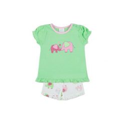 Pink or blue Komplet Shorty Słonik. Różowe piżamy niemowlęce pink or blue, bez wzorów, z bawełny. Za 48,00 zł.